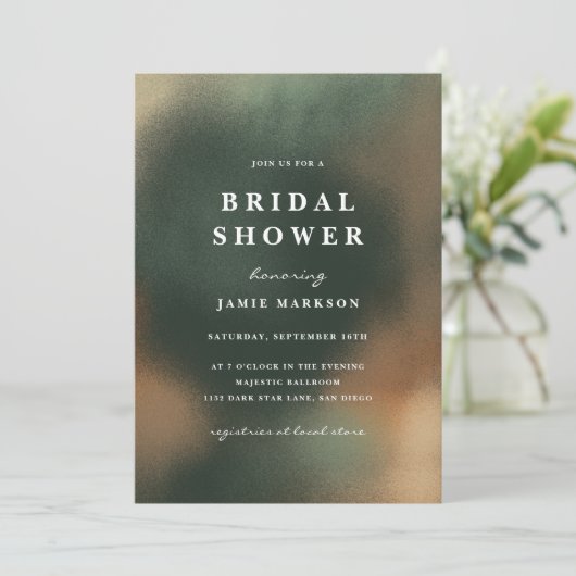 Groene Boho minimalistische bruidsdouche uitnodigi Kaart (Staand voorkant)