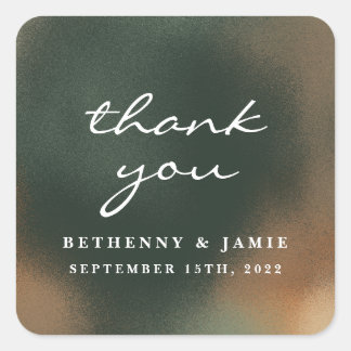 Groene Boho Minimalistische Bruiloft Vierkante Sti Sticker