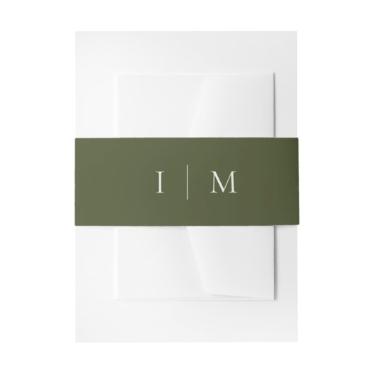 Groene Boho Minimalistische Monogram Huwelijk Uitnodigingen Wikkel (Voorkant Voorbeeld)