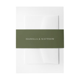 Groene Boho Minimalistische Typografie Trouwen Uitnodigingen Wikkel
