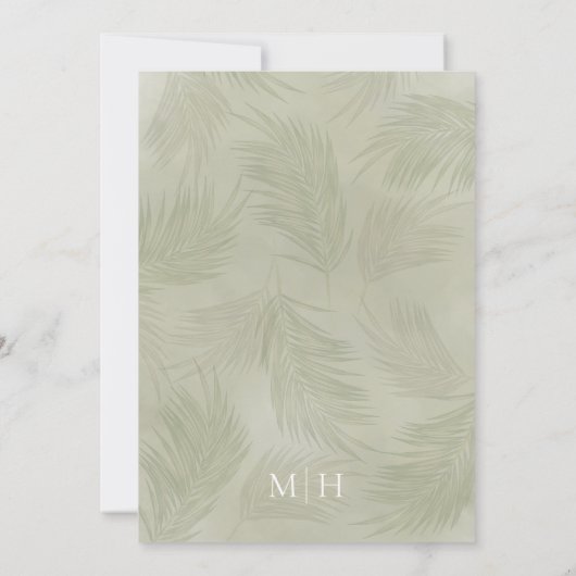 Groene Boho Palm Leaves Botanical Elegant Greenery Kaart (Achterkant)