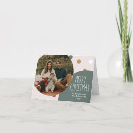 Groene Boho Polka Dot Kerstmis Afgevuld Enkelvoudi Feestdagen Kaart