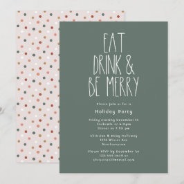 Groene Boho Polka Dot Kerstmis Drink zijn Merry Kaart