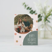 Groene Boho Polka Dot Verticaal één foto Feestdagenkaart (Staand voorkant)