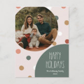 Groene Boho Polka Dot Verticaal één foto Feestdagenkaart (Voorkant)