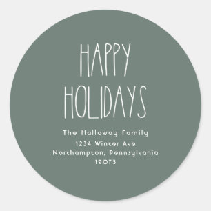 Groene Boho Prettige feestdagen Envelope Seals Ronde Sticker