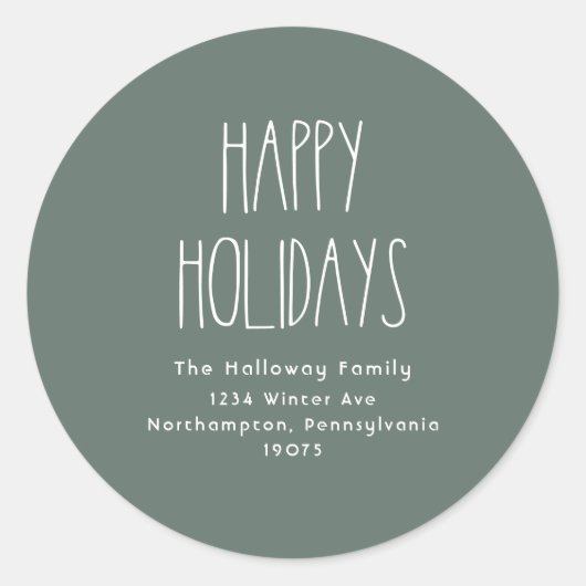 Groene Boho Prettige feestdagen Envelope Seals Ronde Sticker (Voorkant)
