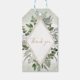 Groene boho salie geometrische trouw bedankt cadeaulabel