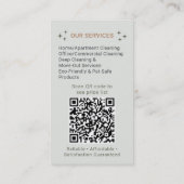 Groene Boho Schoonmaakdienst Dienstmeid QR-code Visitekaartje (Achterkant)