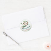 Groene Boho Slaap Teddybeer Cute Feestje Ronde Sticker (Envelop)