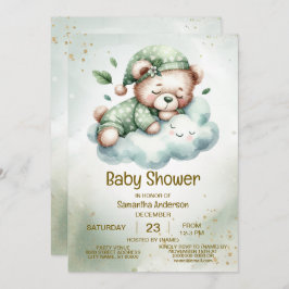Groene Boho Sleeping Teddybeer Schattige Baby show Kaart