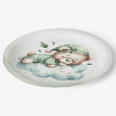 Groene Boho Sleeping Teddybeer Schattige Baby show Papieren Bordje (Gekanteld)