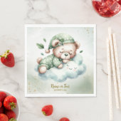 Groene Boho Sleeping Teddybeer Schattige Baby show Servet (Insitu)