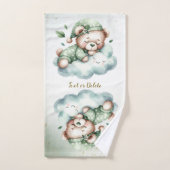 Groene Boho Sleeping Teddybeer Schattige Bad Handdoek (Handdoek)