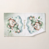 Groene Boho Sleeping Teddybeer Schattige Bad Handdoek (Handdoek)
