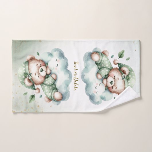 Groene Boho Sleeping Teddybeer Schattige Bad Handdoek (Handdoek)