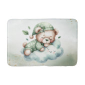 Groene Boho Sleeping Teddybeer Schattige Badmat (Voorkant)