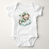 Groene Boho Sleeping Teddybeer Schattige Elegant Romper (Voorkant)