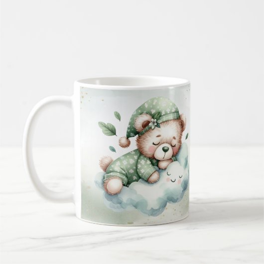 Groene Boho Sleeping Teddybeer Schattige Koffiemok (Links)