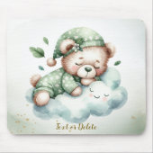 Groene Boho Sleeping Teddybeer Schattige Muismat (Voorkant)