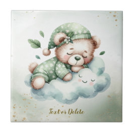 Groene Boho Sleeping Teddybeer Schattige Tegeltje