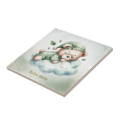 Groene Boho Sleeping Teddybeer Schattige Tegeltje (Zijkant)