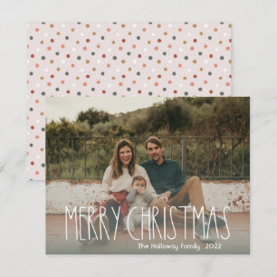 Groene Boho Stippen Kerst Foto Feestdagenkaart