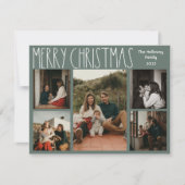 Groene Boho Stippen Kerst Vijf-Foto Feestdagenkaart (Voorkant)