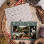 Groene Boho Stippen Kerst Vijf-Foto Feestdagenkaart<br><div class="desc">Deze groene boho stippen Kerst vijf-foto vakantiekaart is perfect voor uw moderne boheemse landelijke boerderij geïnspireerde kerstgroet. Het klassieke rustieke maar delicate handgetekende lettertype geeft het een aardse vintage uitstraling terwijl het leuk en eenvoudig blijft. De stippen komen in aardetinten van rood, saliegroen, roze, terracotta, roest en tan. Het ontwerp...</div>