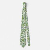 Groene Boho Vintage Bloemendruk Stropdas (Voorkant)