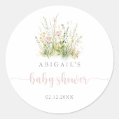 Groene Boho-wildbloem Baby Shower Favor  Ronde Sticker (Voorkant)