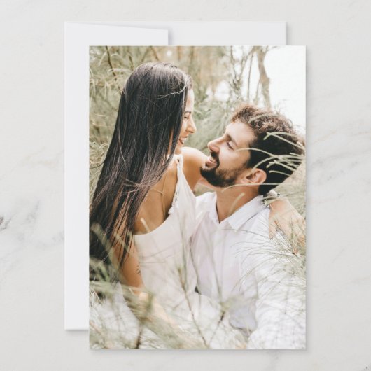 Groene Boho Wildbloemen Foto bruiloft uitnodiging (Achterkant)