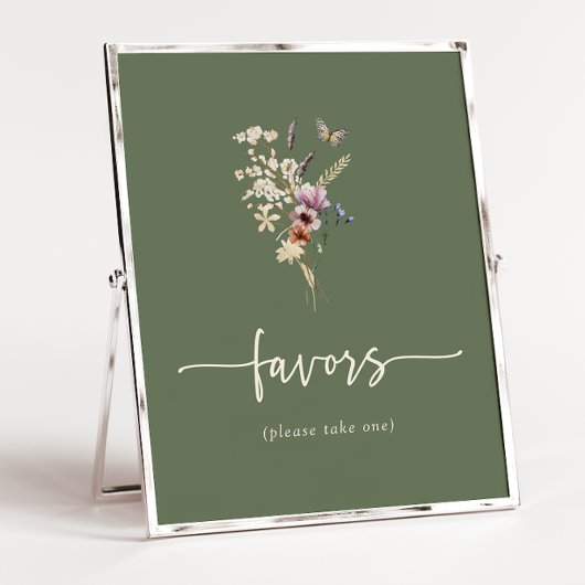Groene Boho-wildbloemkaarten en cadeauposter Poster