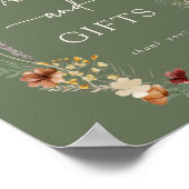 Groene Boho-wildbloemkaarten en cadeauposter Poster (Hoek)