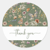 Groene Boho Wilde Bloem Baby Borrel Sticker (Voorkant)