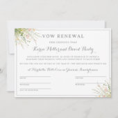 Groene Boho Wilde Bloem Trouwbelofte Certificaat Kaart (Voorkant)