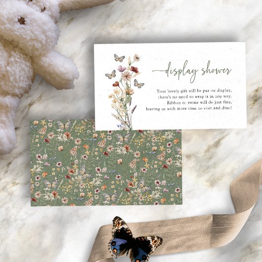 Groene Boho Wilde Bloemen Display Douchegel Informatiekaartje