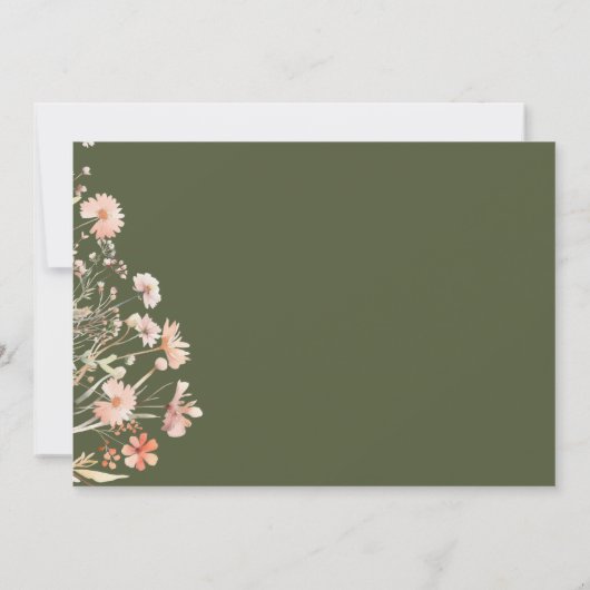 Groene Boho Wilde Bloemen Trouwfoto Save The Date (Achterkant)