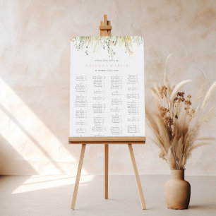 Groene Boho Wildflower Alfabetische Zitting Grafie Poster