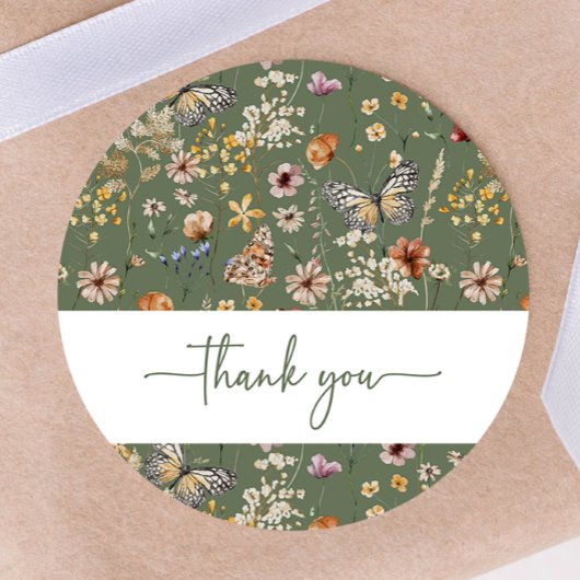 Groene Boho Wildflower Baby shower Sticker