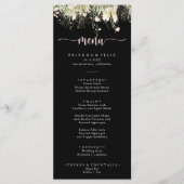 Groene Boho Wildflower Black Dinner Menu (Voorkant)