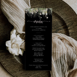 Groene Boho Wildflower Black Dinner Menu