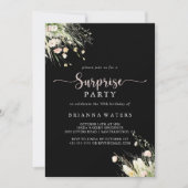 Groene Boho Wildflower Black Surprise Party Kaart (Voorkant)