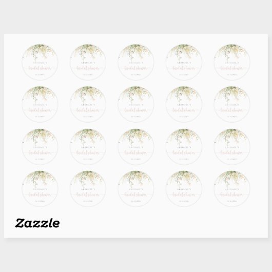 Groene Boho Wildflower Bruiloft Favoriet  Ronde Sticker (Vel)