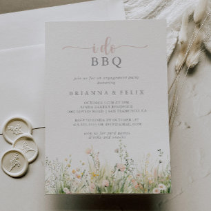 Groene Boho Wildflower Ik doe BBQ Engagement Party Kaart