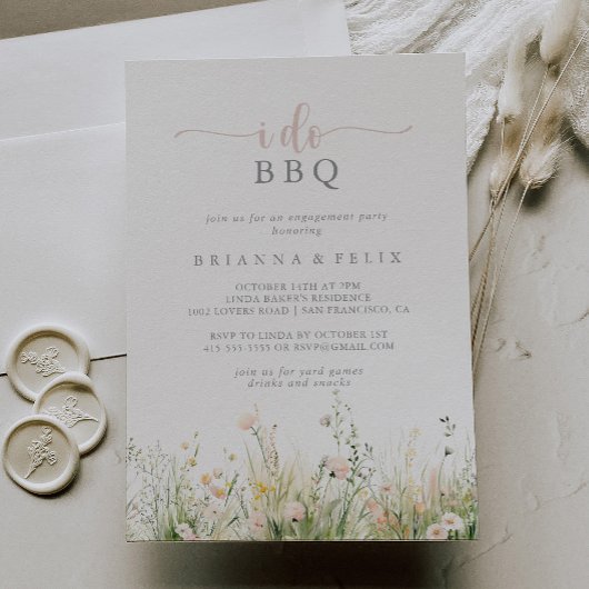 Groene Boho Wildflower Ik doe BBQ Engagement Party Kaart