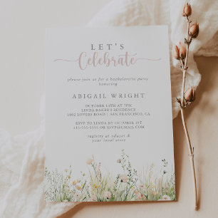 Groene Boho Wildflower Let's Celebrate Party Kaart