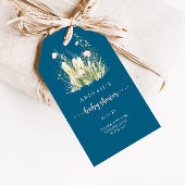 Groene Boho Wildflower Navy Baby Shower Cadeaulabel