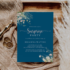 Groene Boho Wildflower Navy Surprise Party Kaart