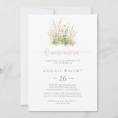 Groene Boho Wildflower Quinceañera Uitnodiging (Voorkant)